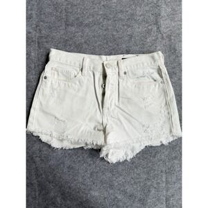 BLANKNYC Denim Shorts Womens 26 White Distressed Frayed Button Fly Bootie Shorts